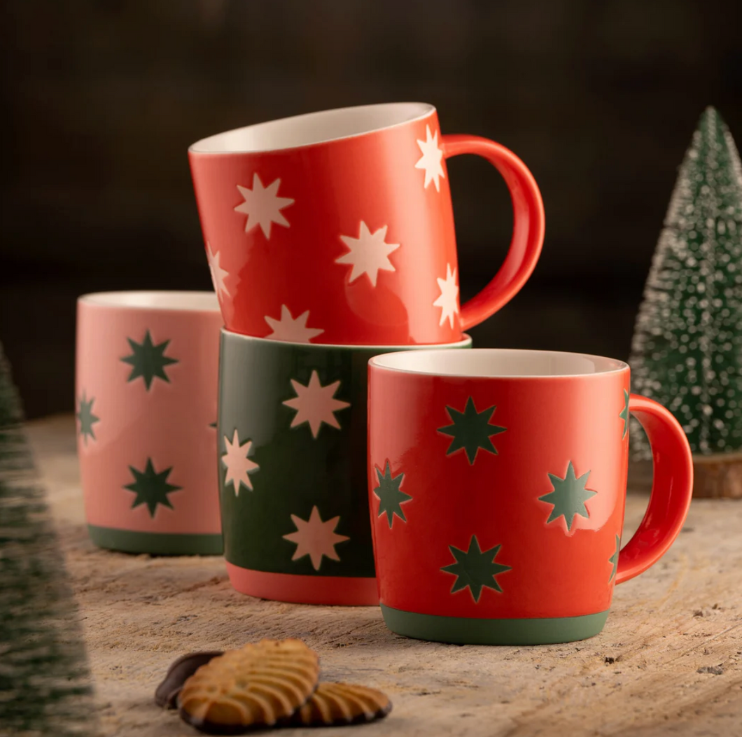 Belleek Christmas – Bright Star set of four Mugs - 9582