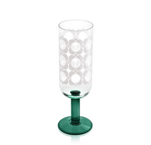 Load image into Gallery viewer, Orla Kiely - Set of 4 Formal Champagne or Prosecco Glasses Green &amp; Blue
