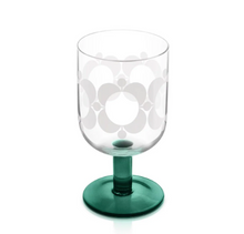 Load image into Gallery viewer, Orla Kiely - Set of Four Formal Wine Glasses Blue &amp; Green Stems
