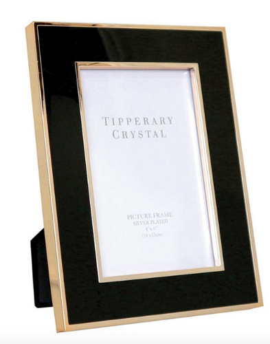 Black Enamel Frame with Rose Gold Edge 8x10 by Tipperary Crystal  - 110366