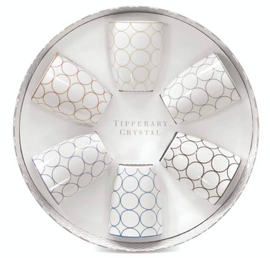 Tipperary - Set 6 Bone China Mugs - Circles Design