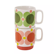 Load image into Gallery viewer, Orla Kiely - Set Of Two Mugs Atomic Flower in Bubblegum &amp; Basil
