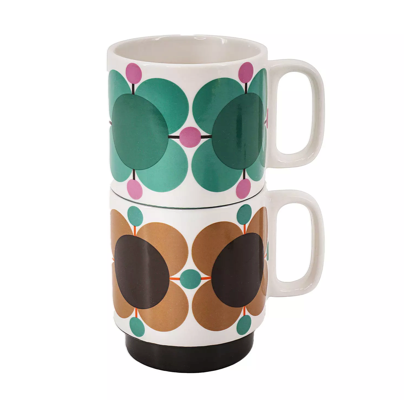 Orla Kiely - Orla Kiely Set Of Two Mugs Atomic Flower Jewel/Latte
