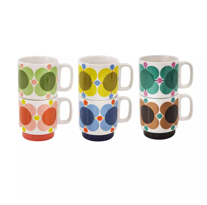 Orla Kiely - Set Of Six Stacking Mugs Atomic Flower