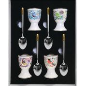 Tipperary Living - Birdy Set Of Four Bone China Egg Cups And Spoons