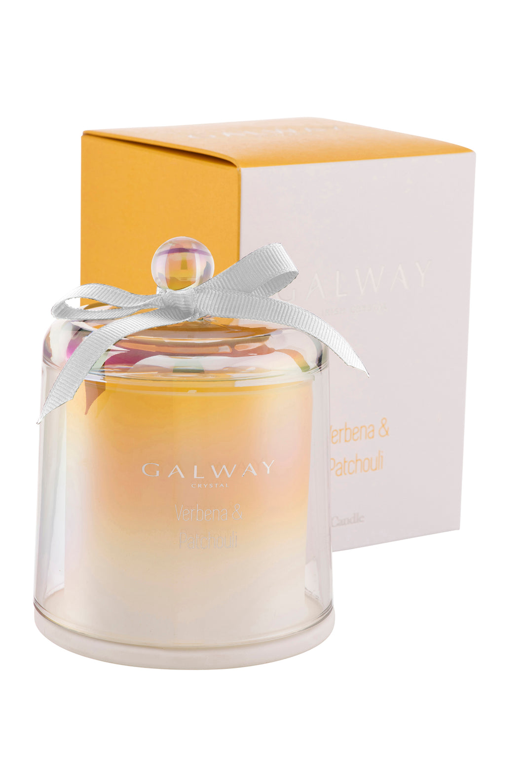 Galway Living Verbena and Patchouli Cloche Candle. Earthy, woody base notes of patchouli & cedarwood bring this blend together to create a fresh yet complex fragrance. Burn Time - 30 Hours Approx Measures - 12cm x 9cm 