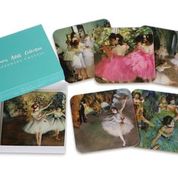 Coasters are a very practical item in their use as a protection for your precious table top from scratches and heat damage.  When they are decorated with the works of  Degas then they will also add a touch of class to your dining. Cork backs for protection and just a gentle wipe to clean them. Set of Six 